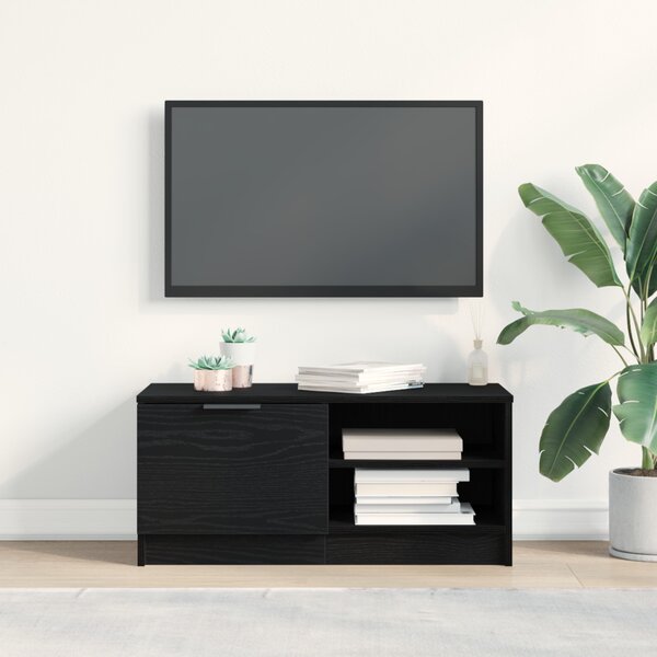 TV Szekrény Fekete Tölgy 80x35x36,5 cm Műszaki Fa