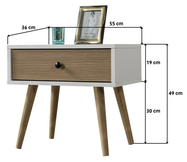 Hanah Home Vita 5103 Fehér dió éjjeliszekrény