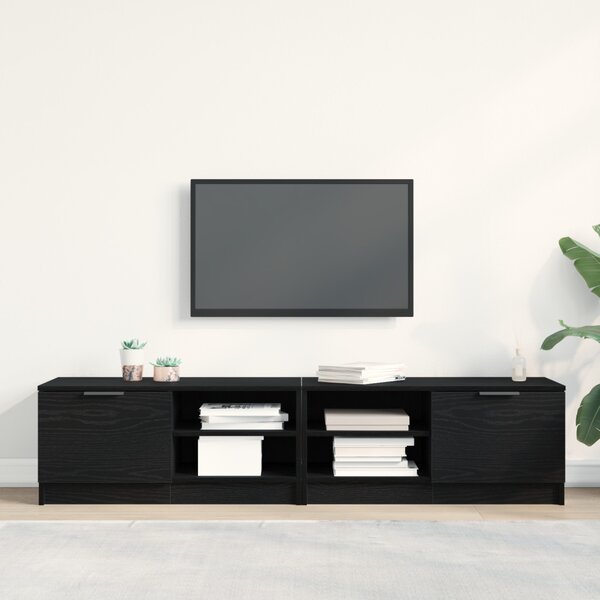 TV Szekrény 2 db Fekete Tölgy 80x35x36,5 cm Feltárt Fa