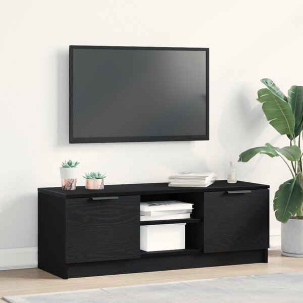 TV Szekrény Fekete Tölgy 102x35x36,5 cm Felépített Fa