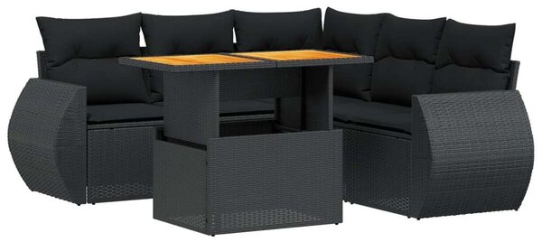 VidaXL Polyrattan Kerti Ülőgarnitúra - 6 részes - Fekete