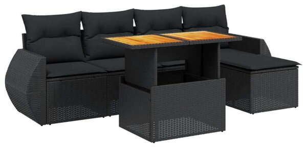 VidaXL Polyrattan Kerti Ülőgarnitúra - 6 részes - Fekete
