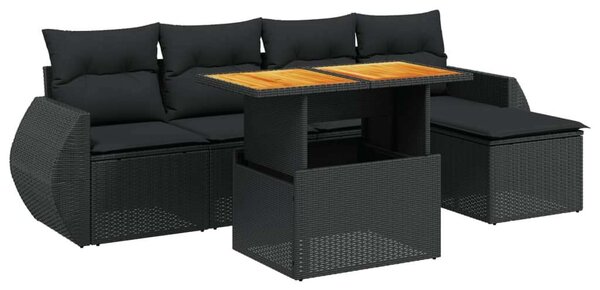 VidaXL Polyrattan Kerti Ülőgarnitúra - 6 részes - Fekete