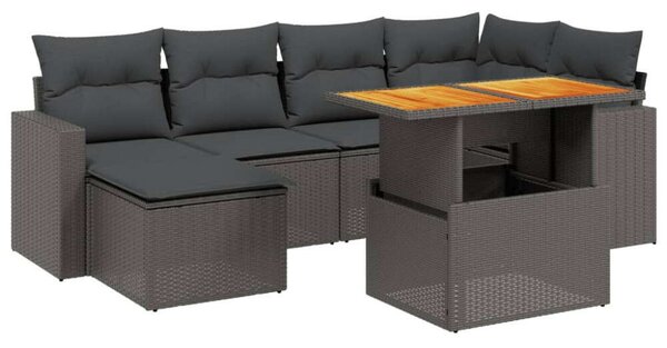 VidaXL Polyrattan Kerti Ülőgarnitúra - 7 részes - Fekete
