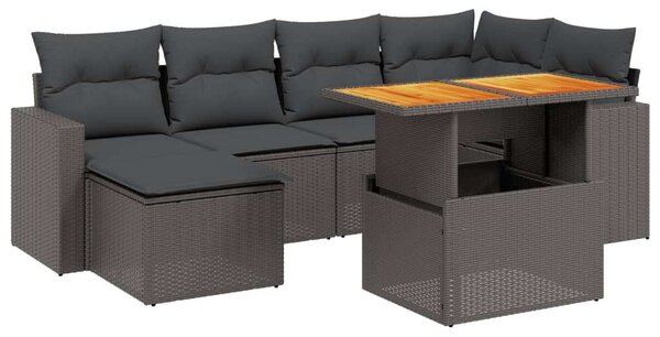 VidaXL Polyrattan Kerti Ülőgarnitúra - 7 részes - Fekete
