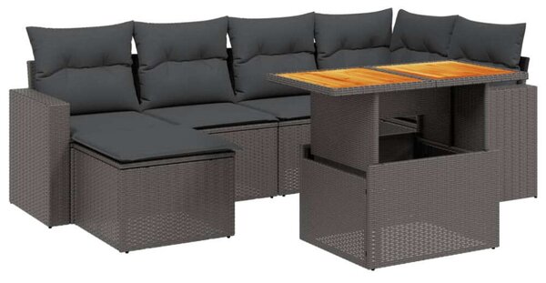VidaXL Polyrattan Kerti Ülőgarnitúra - 7 részes - Fekete