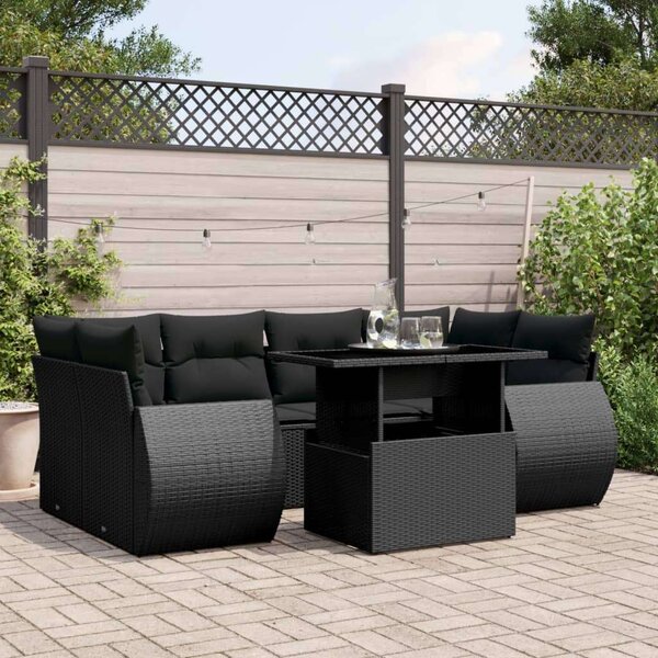 VidaXL Polyrattan Kerti Ülőgarnitúra - 7 részes - Fekete