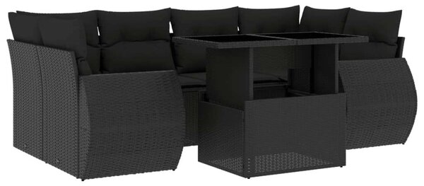 VidaXL Polyrattan Kerti Ülőgarnitúra - 7 részes - Fekete