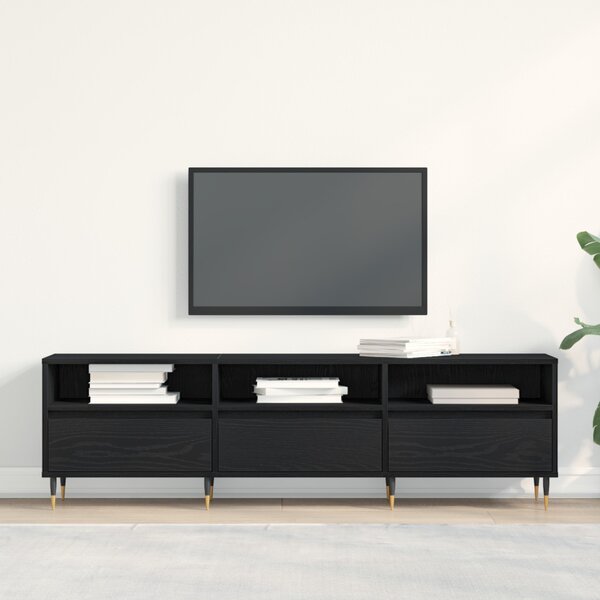TV szekrény fiókkal Fekete tölgy 150 x 30 x 44,5 cm Faanyag