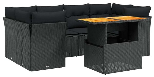 VidaXL 7 részes Polyrattan Kerti Ülőgarnitúra - Fekete