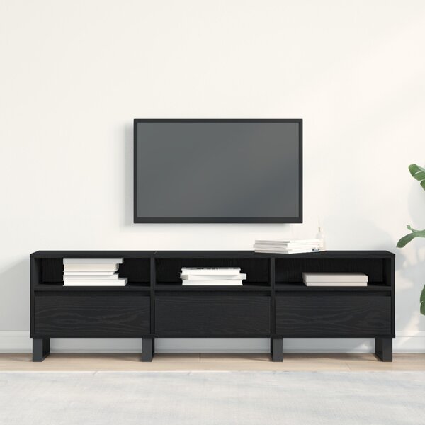 TV szekrény fiókkal Fekete tölgy 150 x 30 x 44,5 cm Faanyag