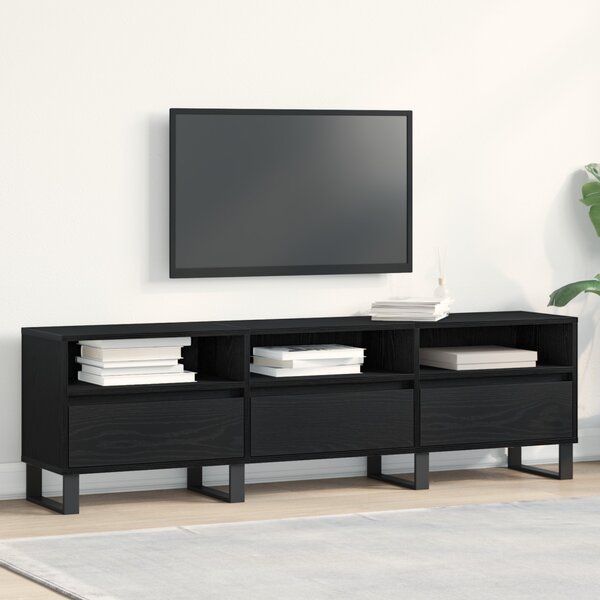 TV szekrény fiókkal Fekete tölgy 150 x 30 x 44,5 cm Faanyag