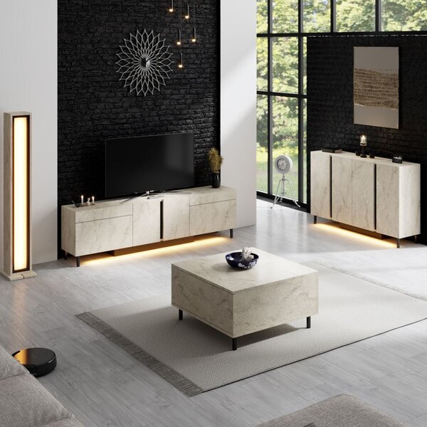 Hanah Home TV Stand Travertine Paris - Travertine