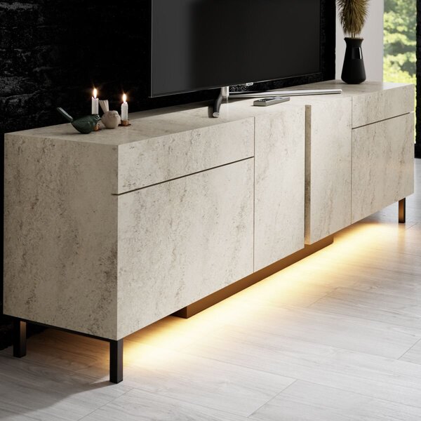 Hanah Home TV Stand Travertine Paris - Travertine