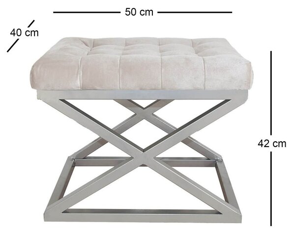 Atelier Del Sofa Puff Sötétfehér Silver Capraz - Ezüst, Sötétfehér