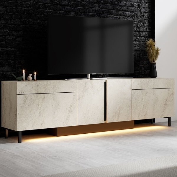 Hanah Home TV Stand Travertine Paris - Travertine