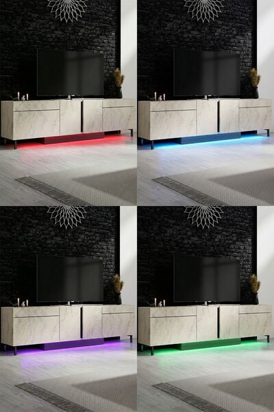 Hanah Home TV Stand Travertine Paris - Travertine