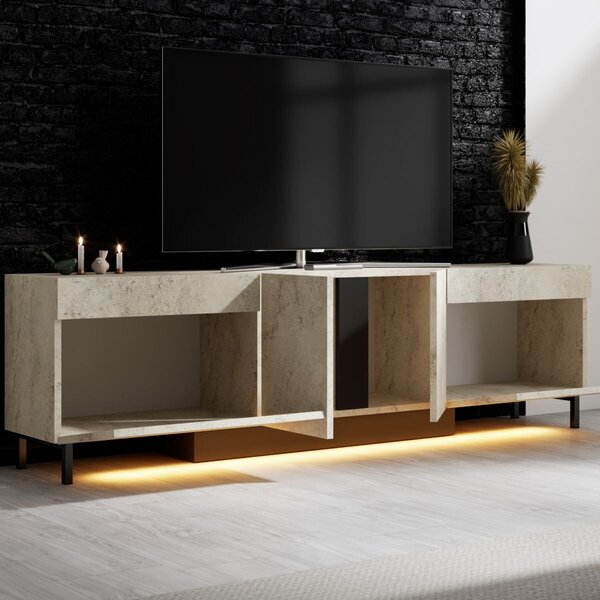 Hanah Home TV Stand Travertine Paris - Travertine