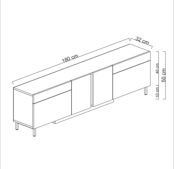 Hanah Home TV Stand Travertine Paris - Travertine