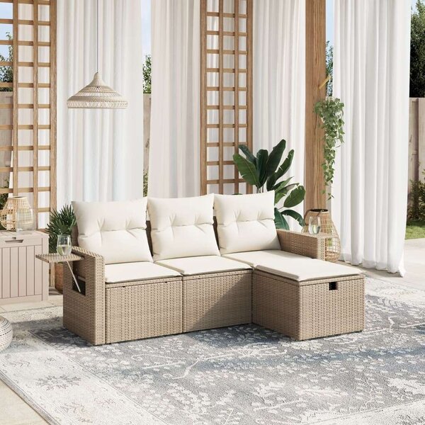 VidaXL Polyrattan Kerti Ülőgarnitúra - Bézs - 4 részes