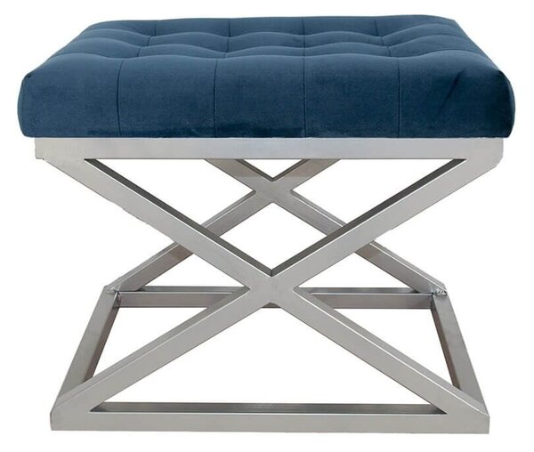 Atelier Del Sofa Puff Tengerészkék Silver Capraz - Ezüst, Tengerészkék