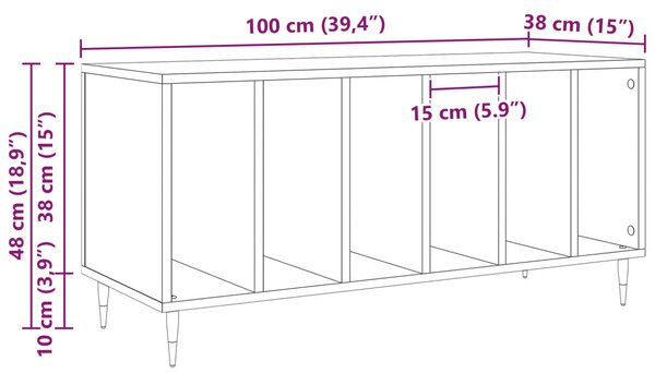 Rekord Szekrény Kézműves Tölgy 100x38x48 cm Mérnöki Fa