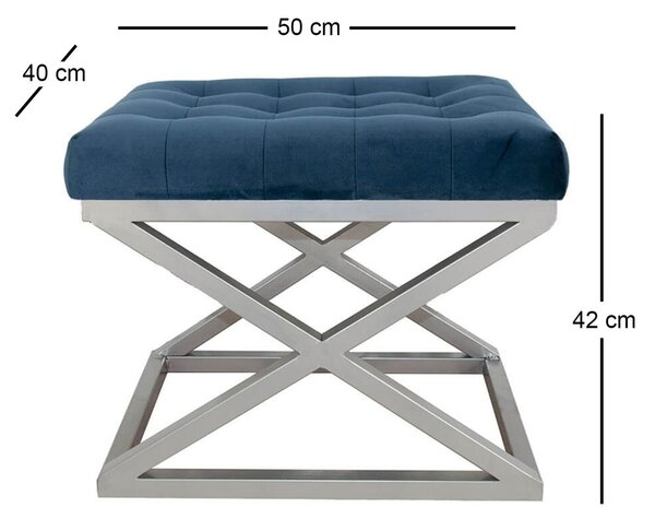 Atelier Del Sofa Puff Tengerészkék Silver Capraz - Ezüst, Tengerészkék