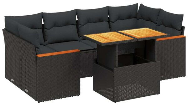 VidaXL Polyrattan Kerti Ülőgarnitúra - 7 részes - Fekete