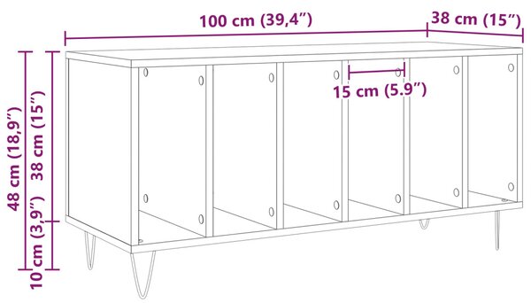 Hanglemez szekrény polcokkal Régi fa 100 x 38 x 48 cm Faanyag