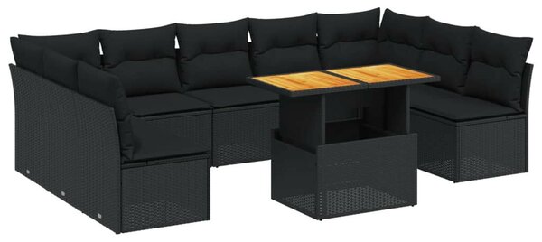 VidaXL Polyrattan Kerti Ülőgarnitúra - 10 részes - Fekete