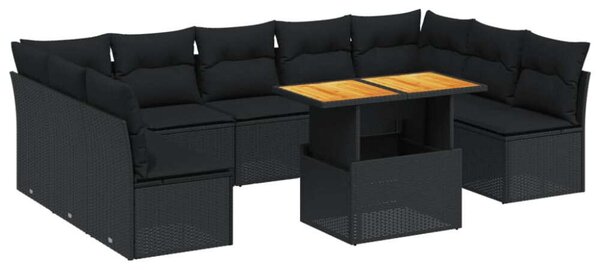 VidaXL Polyrattan Kerti Ülőgarnitúra - 10 részes - Fekete