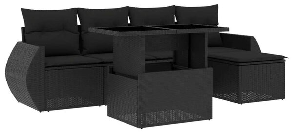 VidaXL Polyrattan Kerti Ülőgarnitúra - 6 részes - Fekete