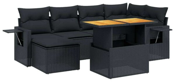 VidaXL Polyrattan Kerti Ülőgarnitúra - 7 részes - Fekete