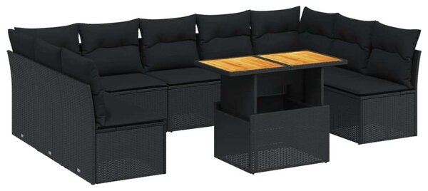 VidaXL Polyrattan Kerti Ülőgarnitúra - 10 részes - Fekete