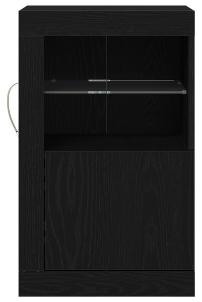 LED tálaló 2 pcs Fekete tölgy 41 x 37 x 67 cm Faanyag