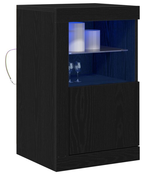 LED tálaló 2 pcs Fekete tölgy 41 x 37 x 67 cm Faanyag