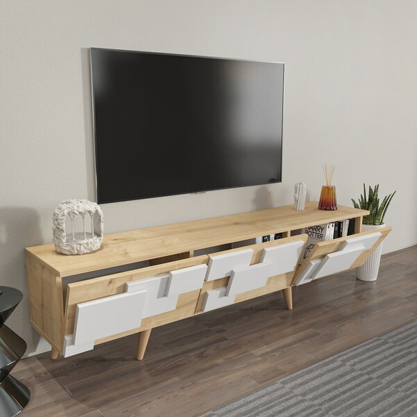 Hanah Home TV Stand Oak White 3 D - Oak, White