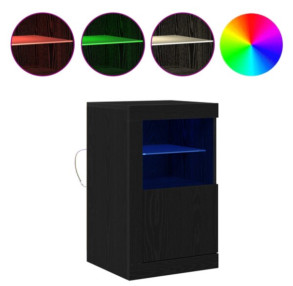 LED tálaló 2 pcs Fekete tölgy 41 x 37 x 67 cm Faanyag