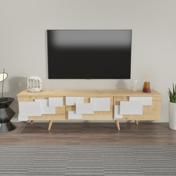 Hanah Home TV Stand Oak White 3 D - Oak, White