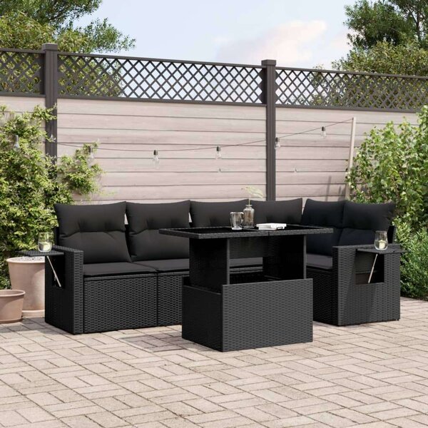 VidaXL Polyrattan Kerti Ülőgarnitúra - 6 részes - Fekete