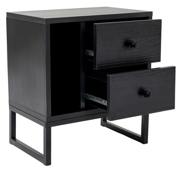 Hanah Home Éjjeliszekrény Fa Fekete Black Glimmer - Fa Fekete, Fekete