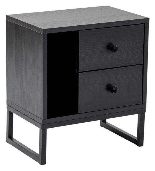 Hanah Home Éjjeliszekrény Fa Fekete Black Glimmer - Fa Fekete, Fekete