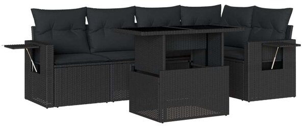 VidaXL Polyrattan Kerti Ülőgarnitúra - 6 részes - Fekete