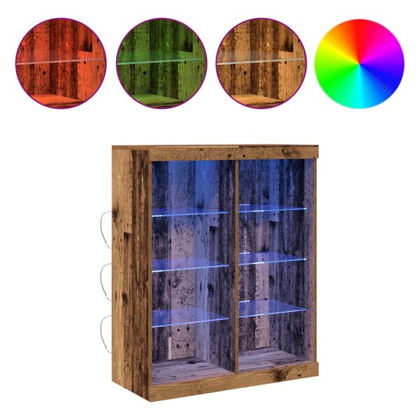 LED tálaló LED szalagokkal Antik Fa 81 x 37 x 100 cm Szerelt Fa