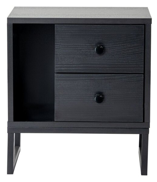 Hanah Home Éjjeliszekrény Fa Fekete Black Glimmer - Fa Fekete, Fekete