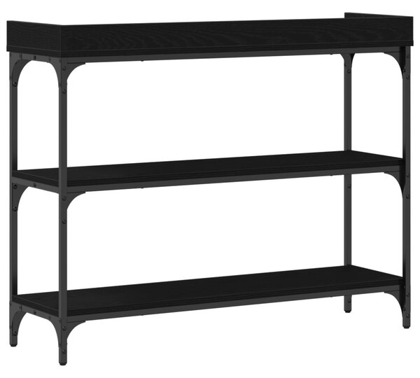Konzolasztal Fekete Tölgy 100x30x80 cm Mérnöki Fa és Acél