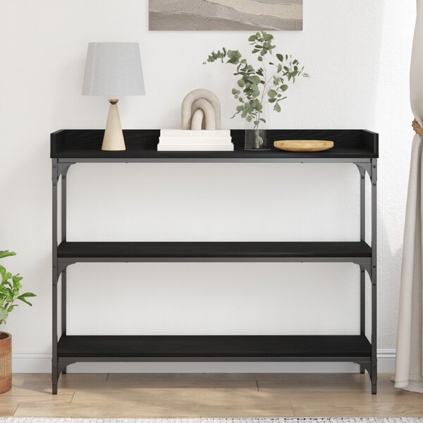 Konzolasztal Fekete Tölgy 100x30x80 cm Mérnöki Fa és Acél