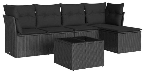 VidaXL Polyrattan Kerti Ülőgarnitúra - 6 részes - Fekete