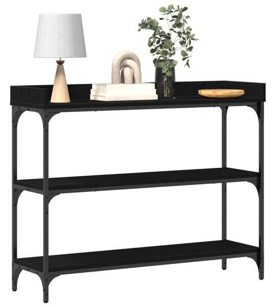 Konzolasztal Fekete Tölgy 100x30x80 cm Mérnöki Fa és Acél