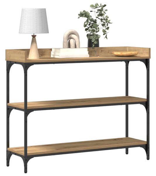 Konzolasztal Kézműves Tölgy 100x30x80 cm Műgyanta és Acél